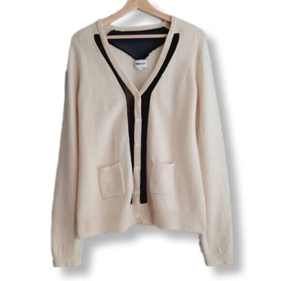 AMERICAN RETRO 100% Wool Button Down Cardigan w/ Black Mesh Sz M Flawed - Picture 1 of 14